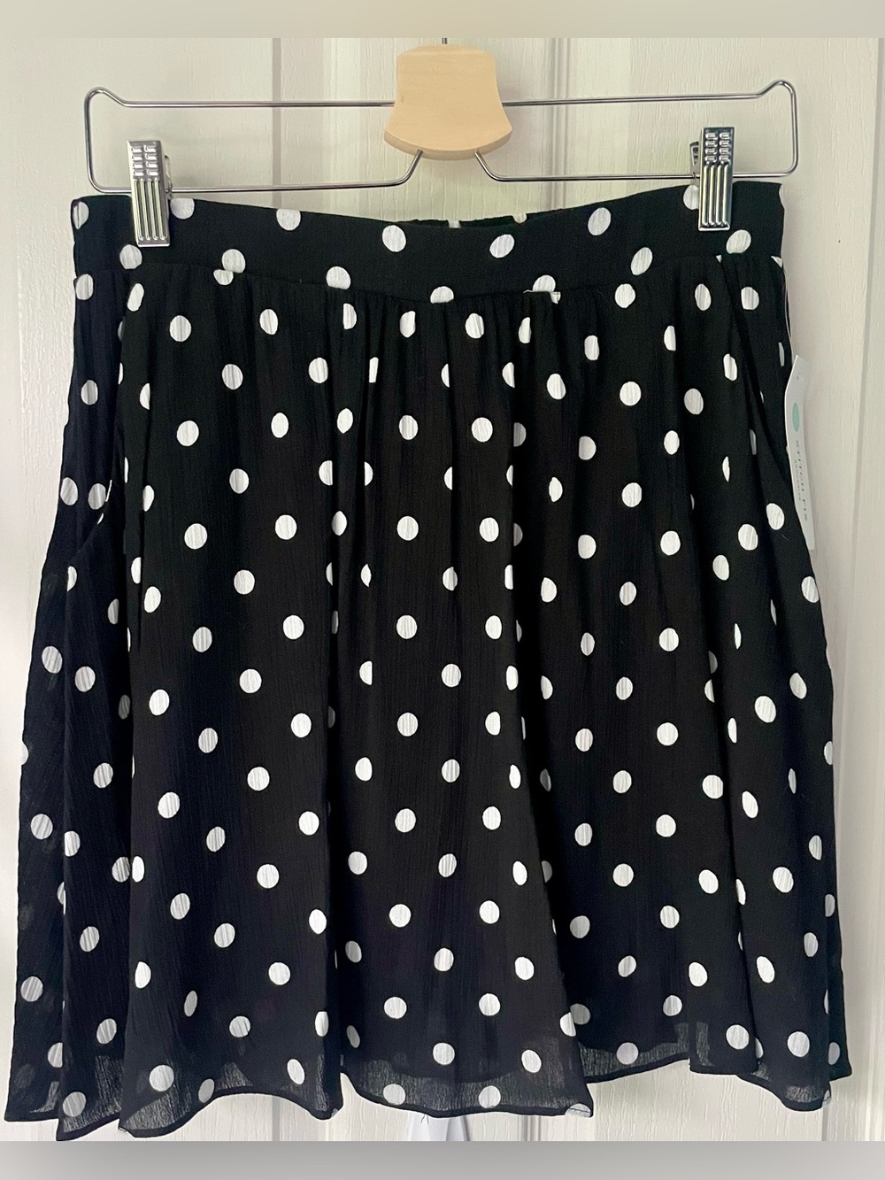 French Grey Black Mini Skirt with White Polka Dots